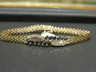 Diamond And Sapphire Rolex Link Bracelet 14 Karat